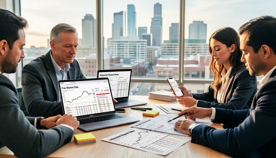 Organized investment research workspace with multiple information sources